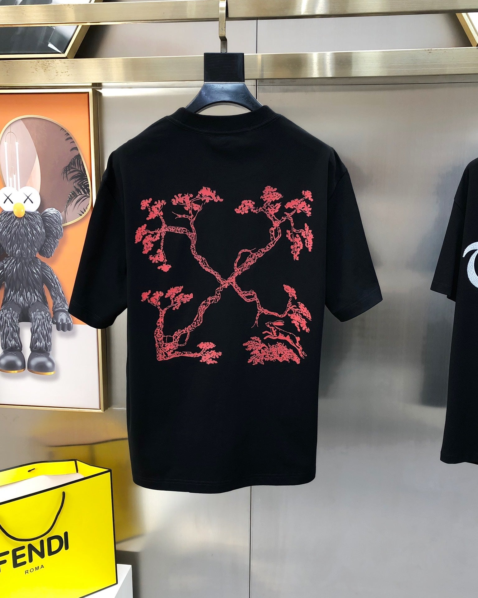 Off-White™ black T-shirt with large red graphic on back