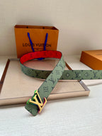 Louis Vuitton monogram belt with multicolor LV buckle and loose strap end