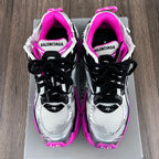 Unisex Balenciaga sneakers, white-gray uppers with black laces and pink interior lining