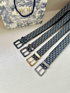 Set of Dior belt straps with buckles in black and silver, navy patterned
