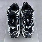 Balenciaga unisex sneakers back view with black and white uppers and lace loops