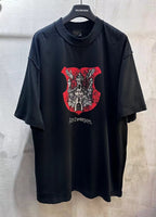 Balenciaga short-sleeve T-shirt, black with red Antwerpen graphic at chest