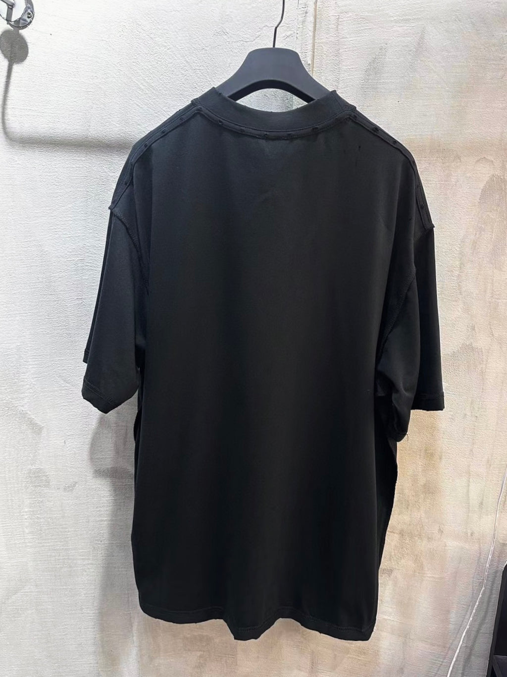 Balenciaga short-sleeve T-shirt, black back view with crew neckline