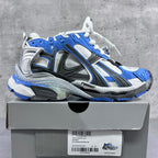 Balenciaga unisex sneakers, white and blue with silver and black accents on box