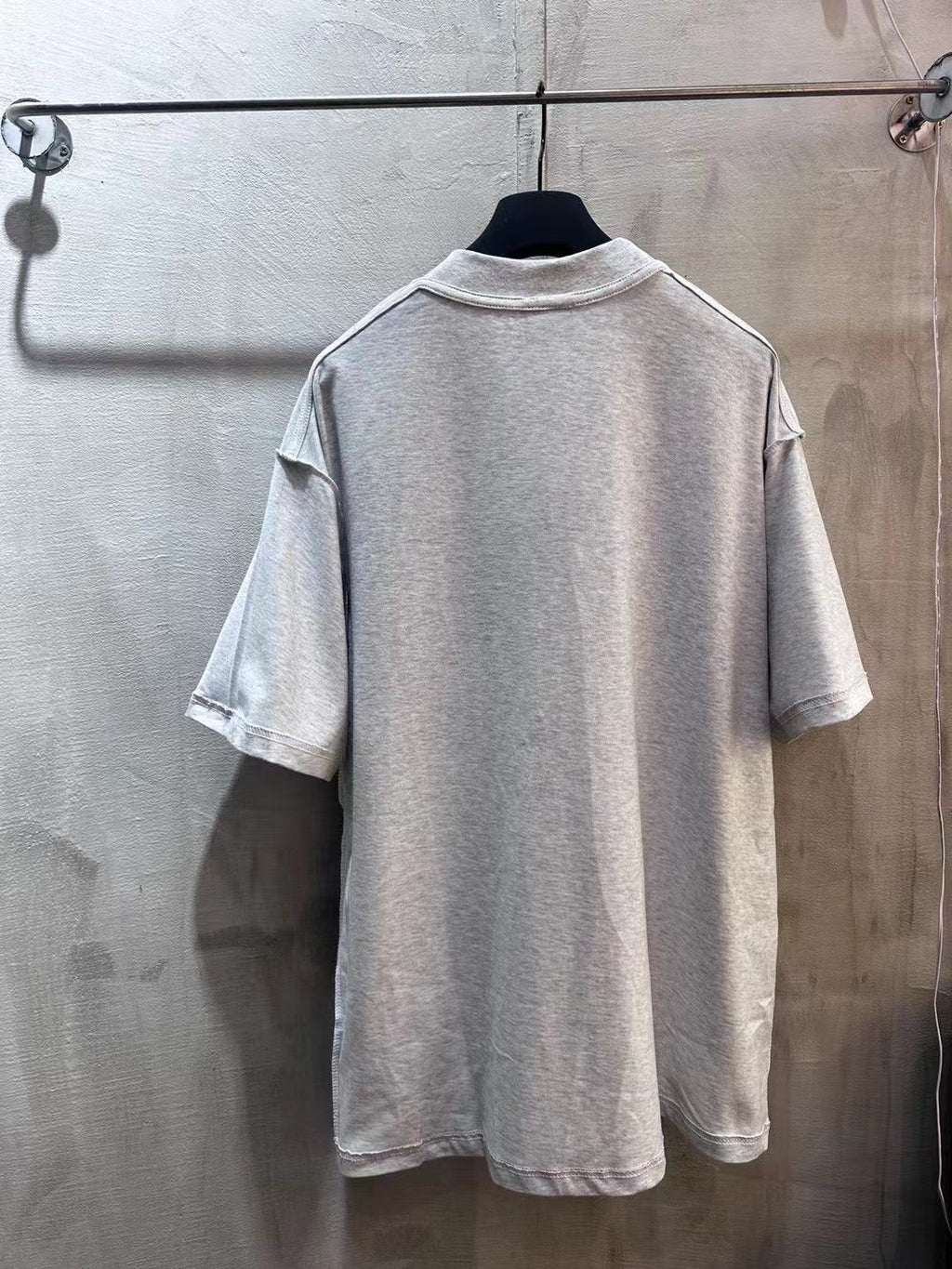 Light gray Balenciaga short-sleeve T-shirt back view with crew neck