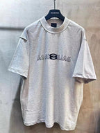 Light gray Balenciaga short-sleeve T-shirt with crew neck and front logo graphic