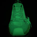 Balenciaga unisex sneakers, neon green heel view with logo patch and lace detail