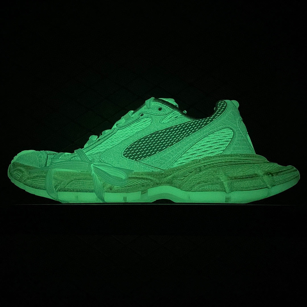Balenciaga unisex sneakers, neon green side view with lace-up and molded midsole