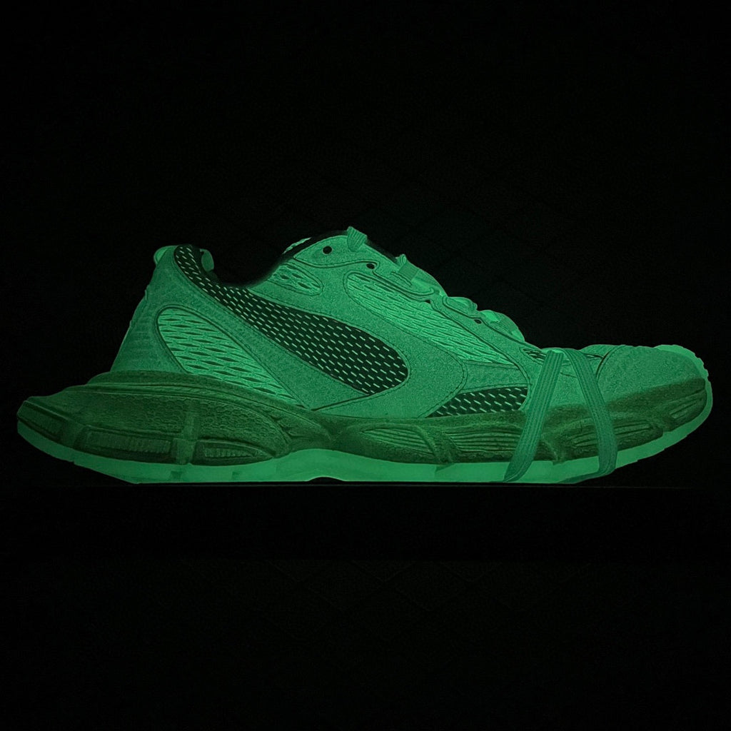 Balenciaga unisex sneakers, neon green low-top with lace-up and textured sole