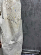 Balenciaga pants, light wash denim with paint splatter, side seam and hem detail