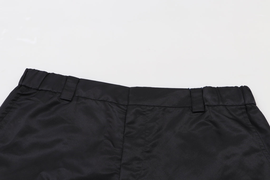 Prada black cargo shorts top waistband view
