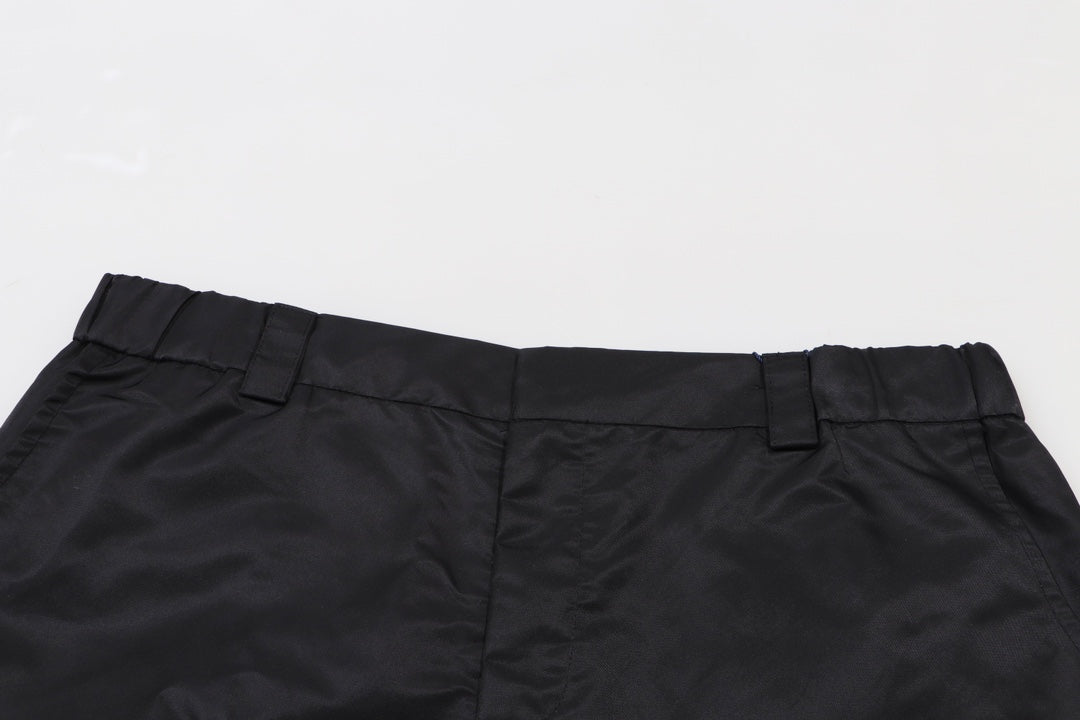 Prada black cargo shorts top waistband view