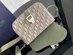 Olive green and Dior monogram crossbody bag with flap and buckle strap detail