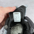 Interior size label on sneakers with size markings and care information