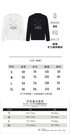 Sweatshirt size chart with white and black Maison Margiela product images