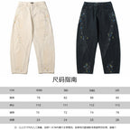 Balenciaga pants, light and dark washes shown side by side, paint splatter style