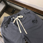 Drawstring shorts with white drawcord, dark gray, elastic waistband