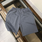 Elastic-waist drawstring shorts, dark gray, side view