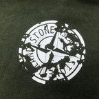 Stone Island logo print on dark green shorts fabric
