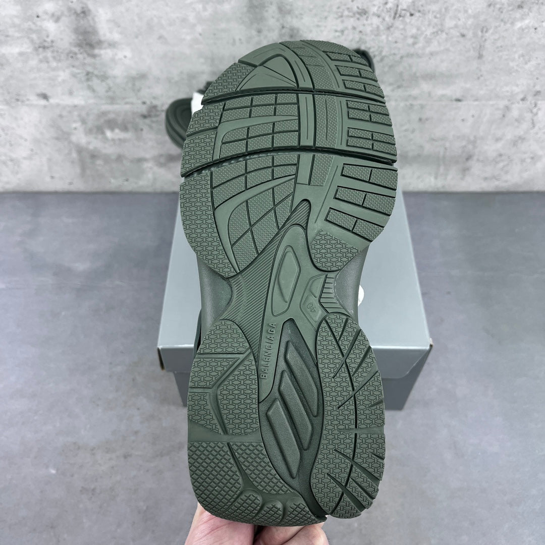 Balenciaga dark green sandal outsole, textured tread with rugged pattern