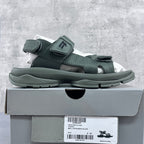 Balenciaga dark green sporty sandals with thick sole and top Velcro strap