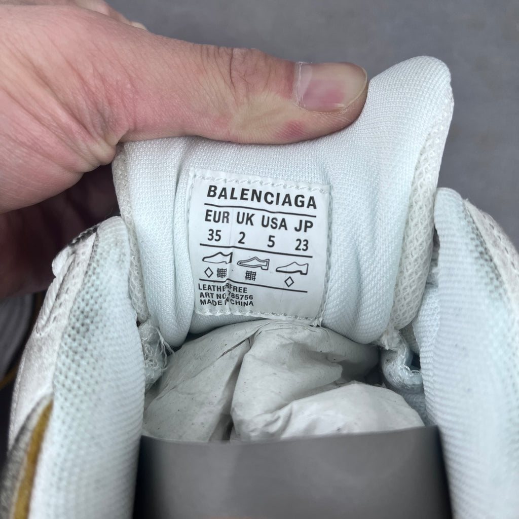 Balenciaga unisex shoe tongue label: BALENCIAGA and size info inside the heel opening.