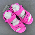 Pink Balenciaga unisex sandals with two hook-and-loop straps and chunky sole