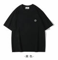 Stone Island crew-neck T-shirt, short sleeves, small chest logo patch, black