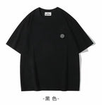 Stone Island crew-neck T-shirt, short sleeves, small chest logo patch, black