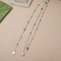 Gucci charm bracelet set with silver chain and multicolor enamel bead charms