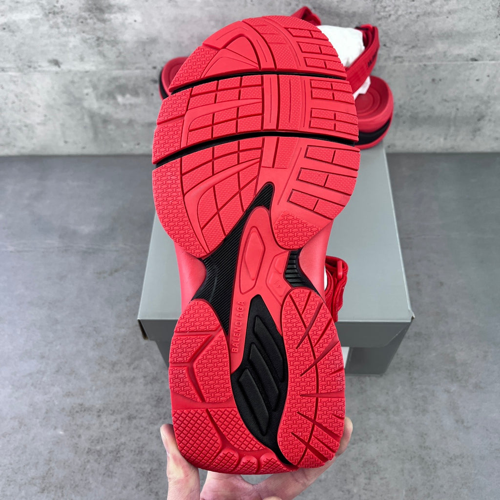 Red Balenciaga sandal outsole with textured tread and molded grip pattern