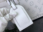 Men's Louis Vuitton bag leather luggage tag with metal ring and white strap
