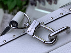 Louis Vuitton white strap connector hardware with metal ring and studs