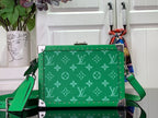 Louis Vuitton men’s green monogram bag with top handle and metal trim