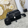 Prada black crossbody bag with top flap and adjustable strap