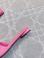Pink Balenciaga slide sandal heel, black sole with side strap