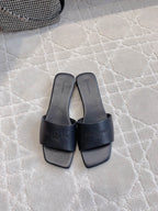 Balenciaga slide sandals, dark open-toe mules with wide strap and logo detail