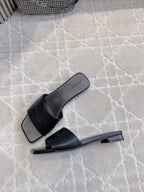 Balenciaga slide sandals, dark open-toe mules with squared toe and wide strap