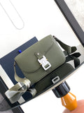 Dior men’s green leather shoulder bag with front flap and strap hardware