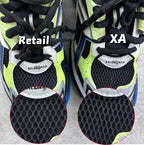 Balenciaga sneakers neon green and blue with black laces and mesh toe panels
