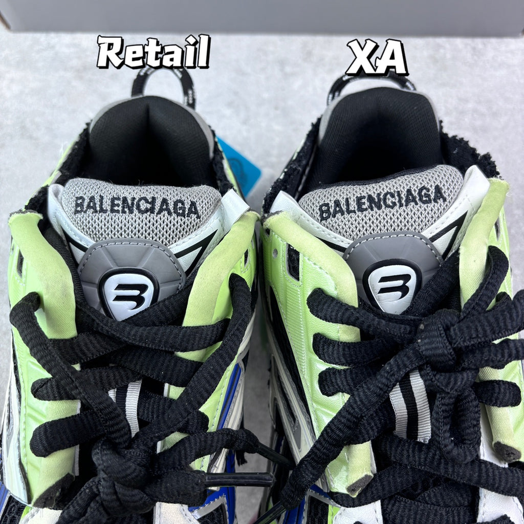 Balenciaga sneakers lime green and black mesh with cushioned collar and lace-up