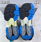 Balenciaga sneaker outsoles with textured tread, blue and black rubber, white inserts