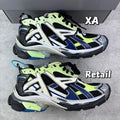 Unisex Balenciaga sneakers in neon green, white, blue, and black with lace-up