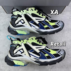 Unisex Balenciaga sneakers in neon green, white, blue, and black with lace-up