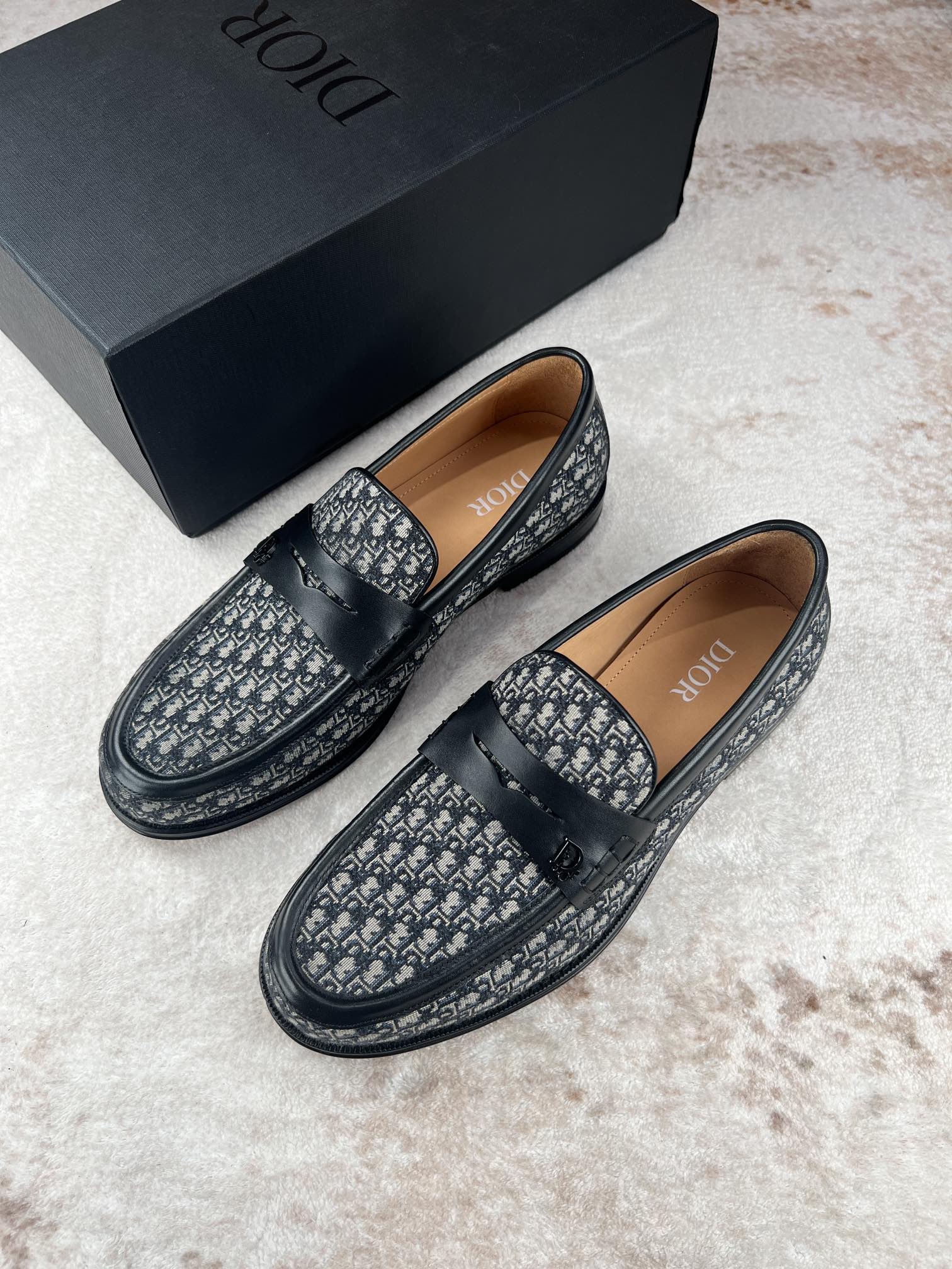 Dior unisex logo-print loafers, pair view with decorative strap across vamp