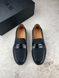 Black Dior unisex loafers with strap and textured upper