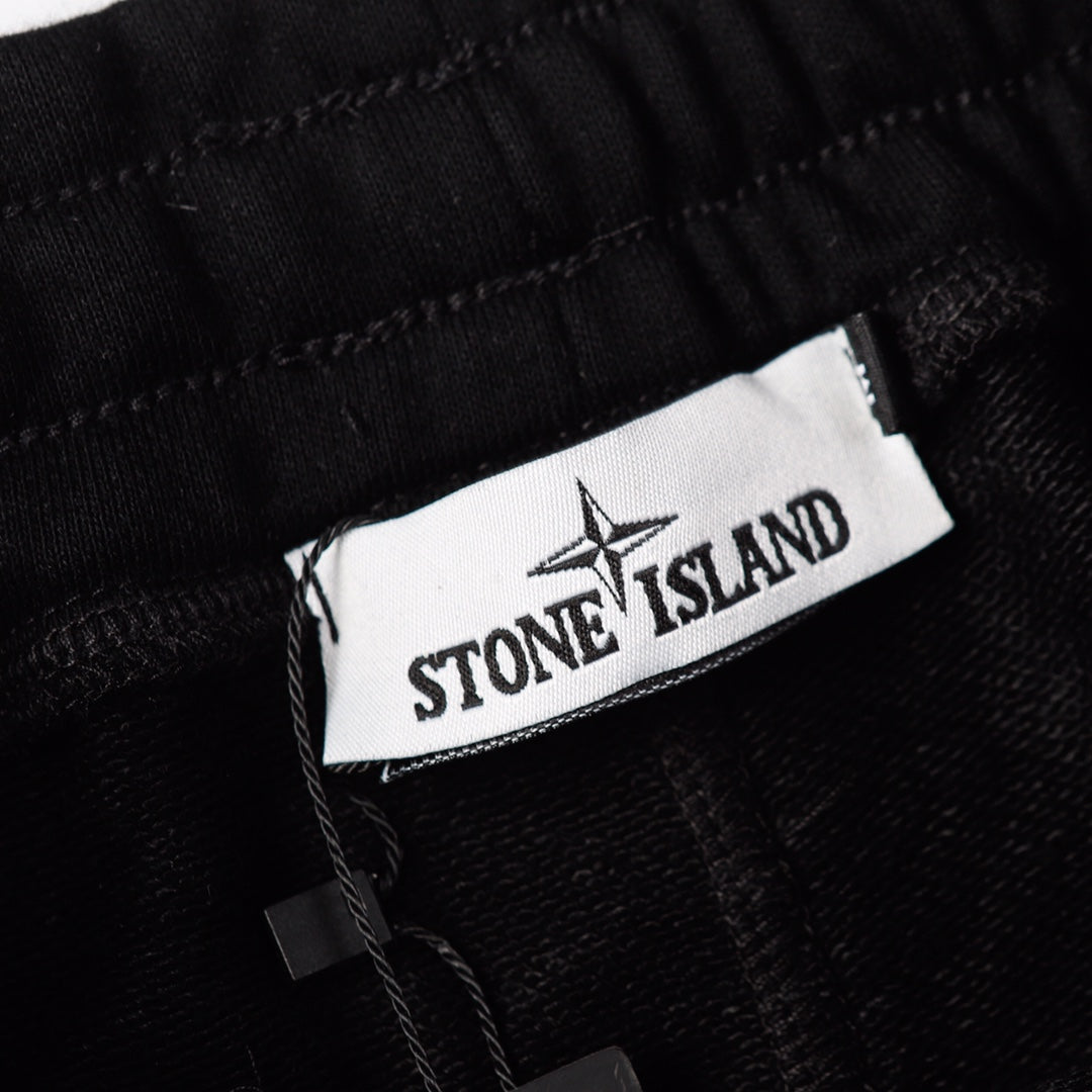 Black shorts inner brand label at waistband