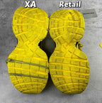 Balenciaga unisex yellow sneakers, outsole tread view with grip pattern