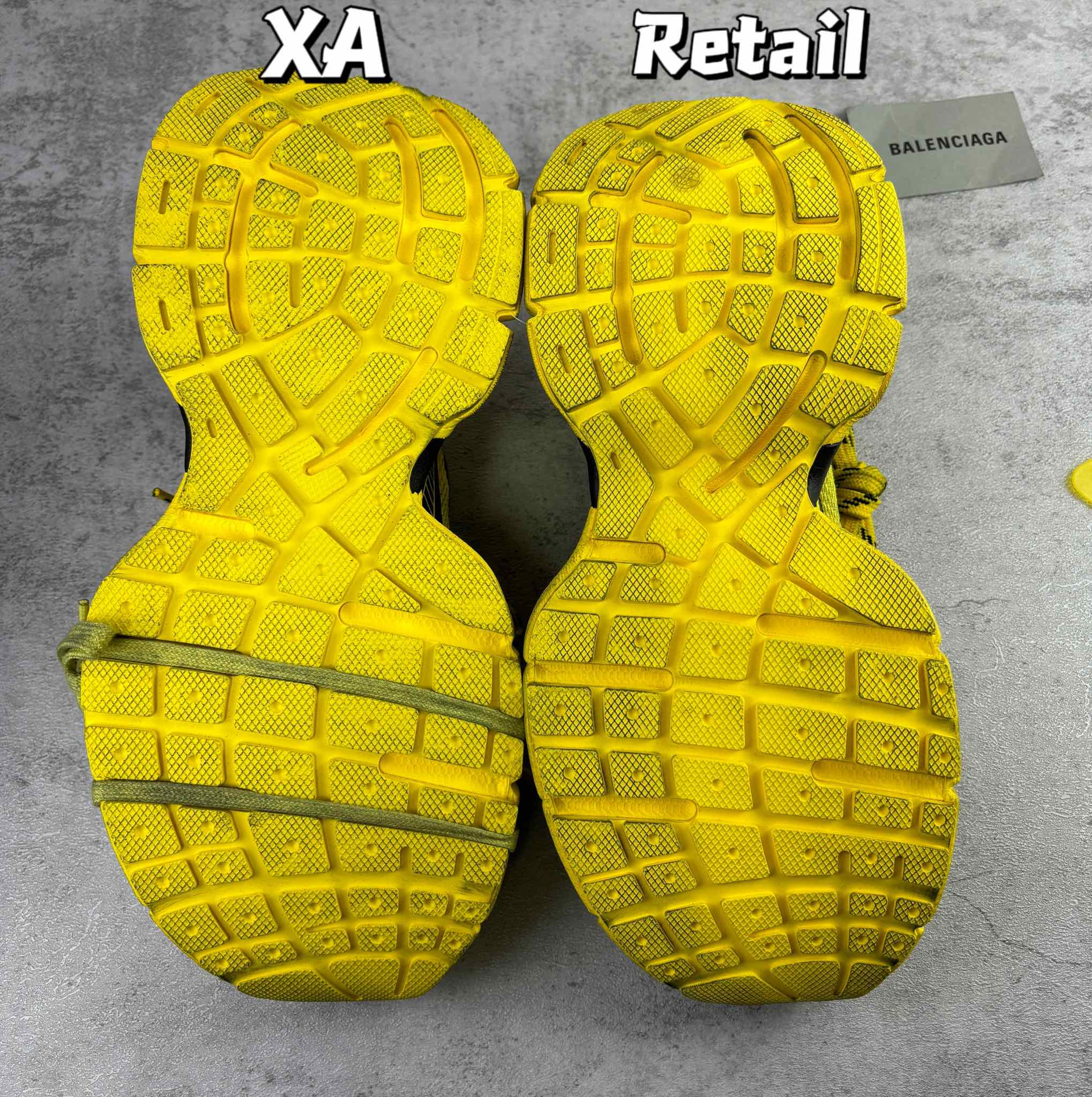 Balenciaga unisex yellow sneakers, outsole tread view with grip pattern