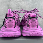 Pink Balenciaga sneakers back view with size 39 label and lace-up heels